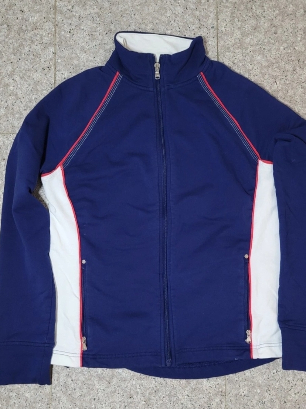 Ralph Lauren Active Full Zip Jacket in Navy with White & Red Trim Size Petite